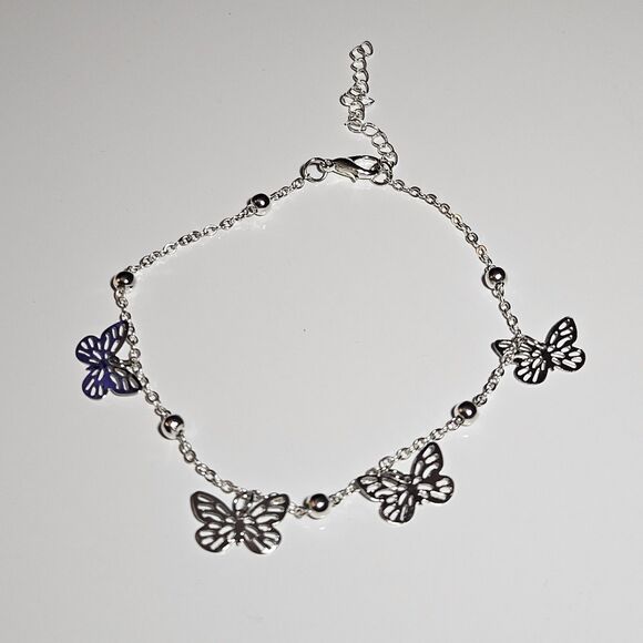 Womens Silver Tone Filigree Butterfly Ankle Bracelet Anklet 8.5 - 11" - Picture 15 of 15